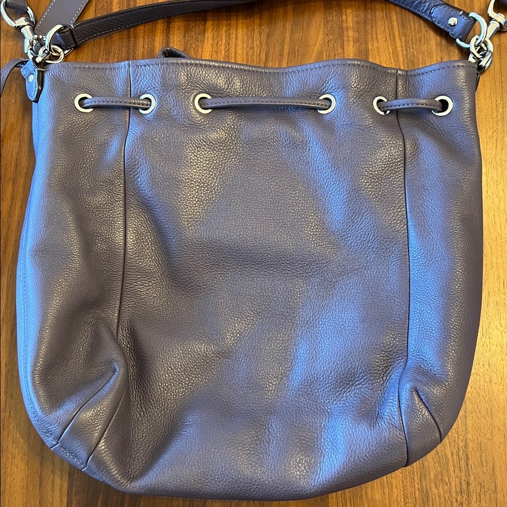 Coach Purple Leather Drawstring Bucket Crossbody Shoulder Bag - Picture 6 of 9